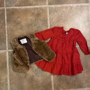 Dress with fur jacket.